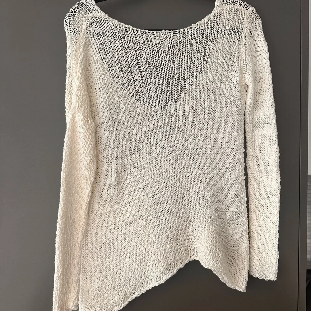 Talula white Sweater Loose Knit Top Cover Up Coachella Stagecoach Festival Style - Picture 3 of 4